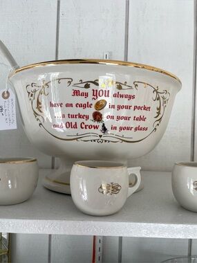 Vintage Hall China Old Crow Punch Bowl.